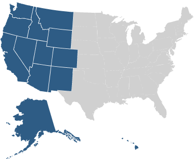 US map showing western states highlighted.