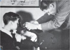 Historical photo of eye movement testing